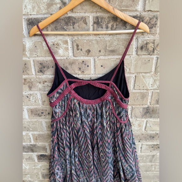 Free People Periscopes In The Sky Diamond Print Multicolor Babydoll Mini Dress M - Picture 4 of 10